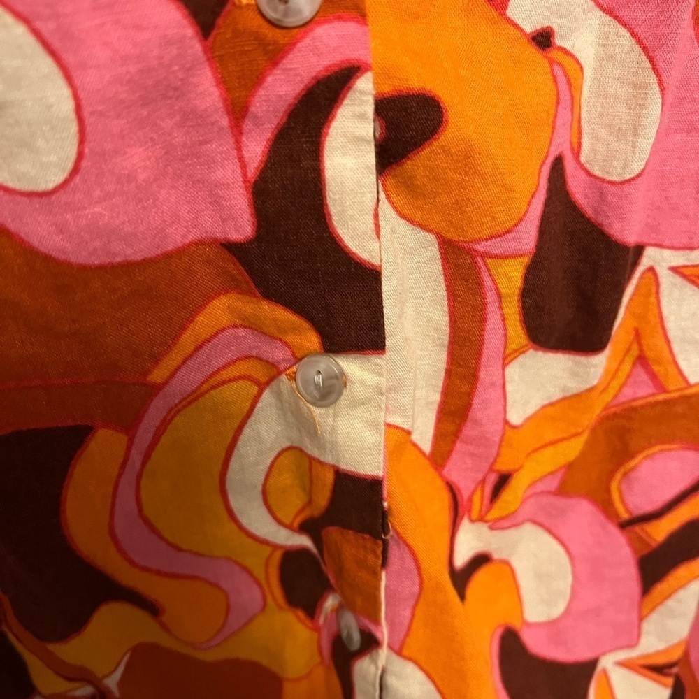 Ava & Viv Linen Blend Psychedelic Top Plus Sz 2X Tie Hem Retro 70s Hippie Groovy - Picture 7 of 9